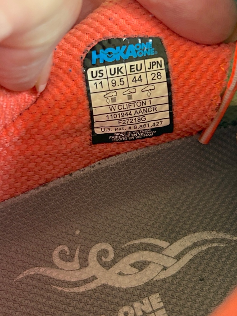 HOKA Clifton Women’s Running Sneakers Green And Orange - Picture 10 of 10